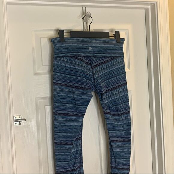 LULULEMON ATHLETICA Wunder Under Tight Space Dye Twist Naval Blue Peacock Size 6 - Picture 8 of 10